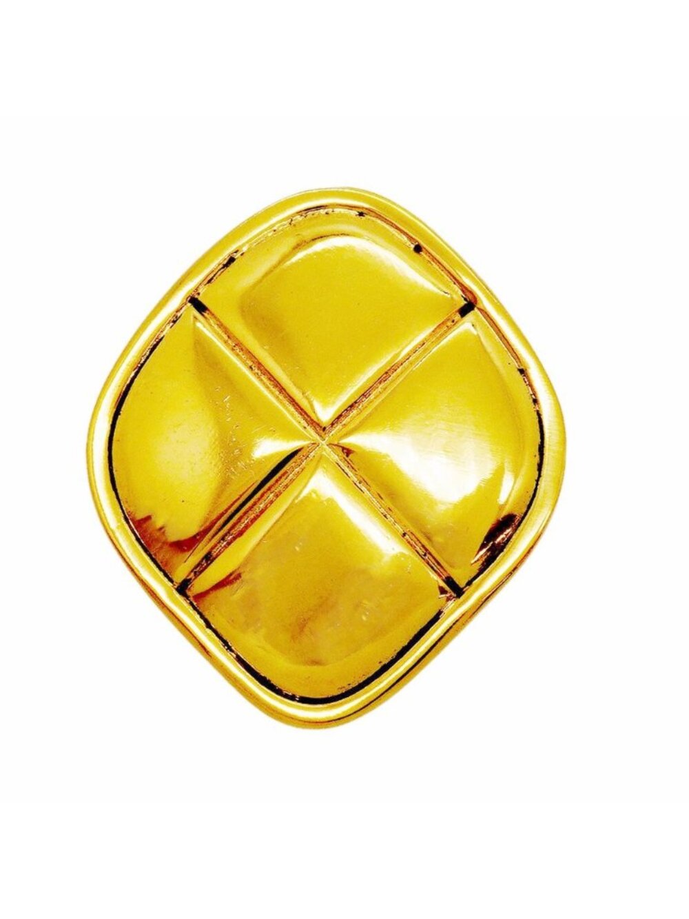 Chanel Brooch Vintage Quilted Diamond Shape Gold Plated